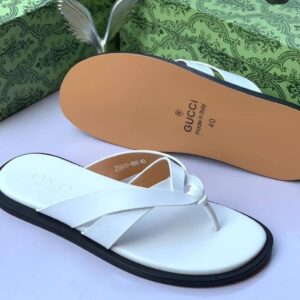 Gucci Men’s Horsebit Leather Slippers - White