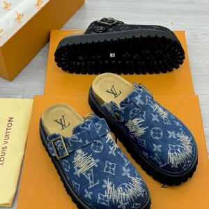 Louis Vuitton Men’s Denim Monogram Half Shoe – Luxury Slip-On Style | ElvadoVault.ng
