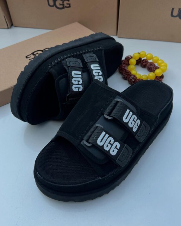 sneakers-loafers-and-slip-ons-in-black-perfect-for-any-nigerian-wardrobe-uggs-signature-ugg-is-featured-on-the-straps-adding-a-touch-of-personality-6824c2b7c3af6 UGG Sandals – Cozy Luxury Redefined