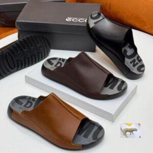 ECCO Men's Premium Leather Comfort Slide Sandals
