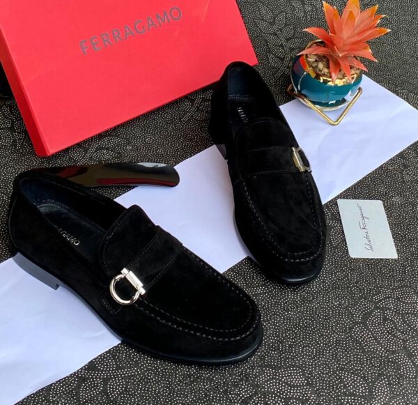 Salvatore Ferragamo Caspian Gancini-Bit Loafers in Black Suede Salvatore Ferragamo Caspian Gancini-Bit Loafers in Black Suede