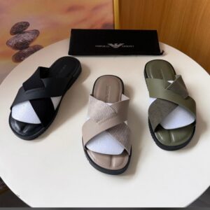 Emporio Armani Leather Crossover Sandals – Luxury Men’s Footwear