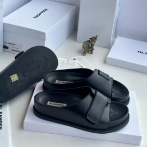 Jil Sander Black Leather Slide Sandals – Luxury Men’s Footwear