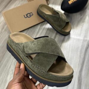 UGG Goldenstar Cross Slide Sandal – Suede Platform Comfort Slides