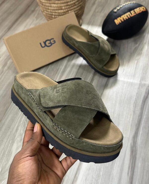 UGG Goldenstar Cross Slide Sandal – Suede Platform Comfort Slides