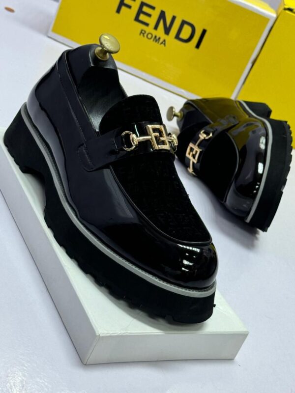 Fendi Roma Patent Leather Loafers with Gold Logo Buckle Fendi Roma Patent Leather Loafers with Gold Logo Buckle