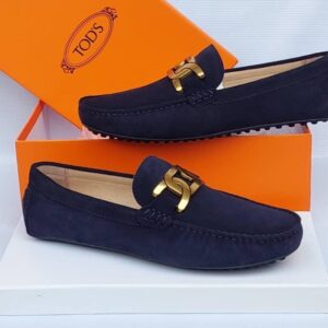 Tod’s T Timeless Gommino Bubble Blue Suede Loafers