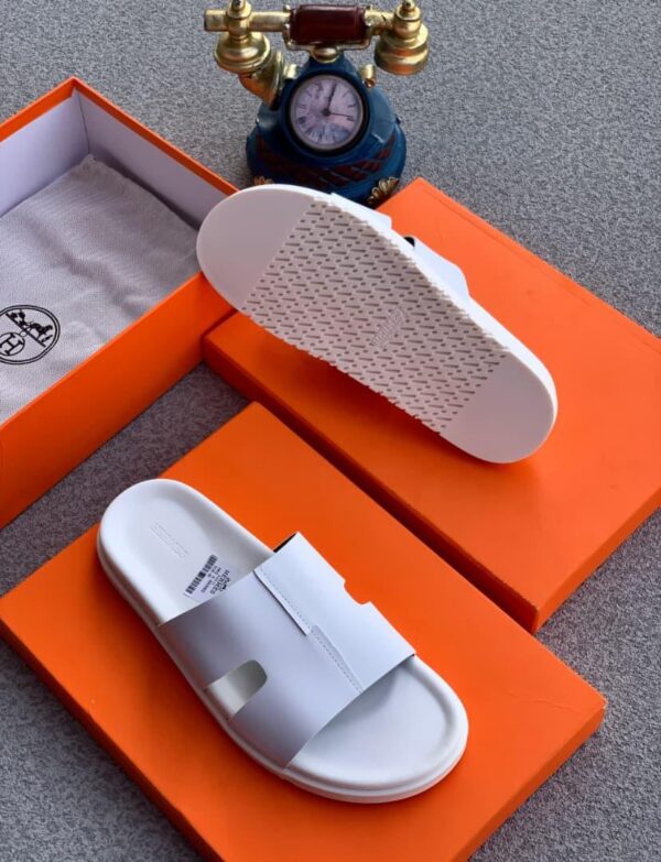 White H-Style Leather Slides White H-Style Leather Slides