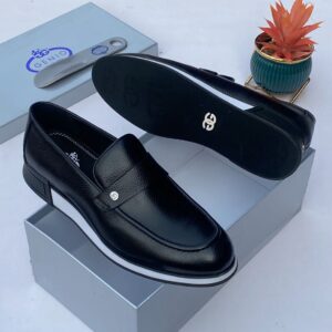 Genio Black Leather Loafers for Men