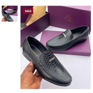 Premium Black Faux Snake Skin Loafers