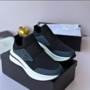 Trendy Black and Blue Laceless Casual Sneakers