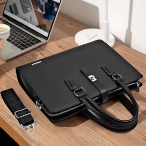 Premium Black Leather Business Briefcase and Attache